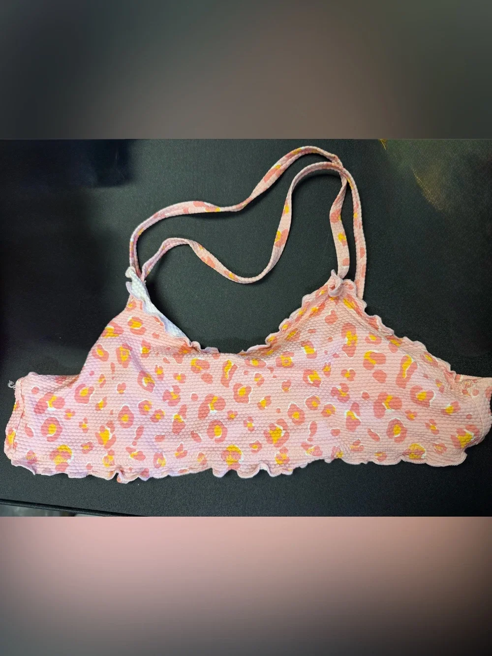 art class Pink and Yellow Leopard-Print Bandeau Bralette